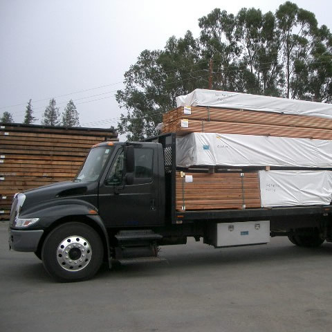 Redwood Products Loaded, Covered and Ready for Delivery